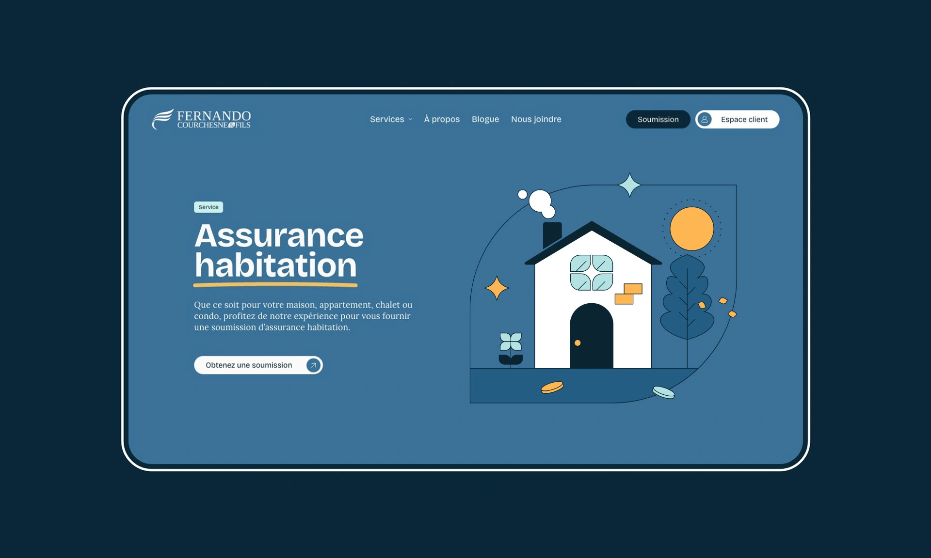 Page de service du site web de Fernando Courchesne & Fils