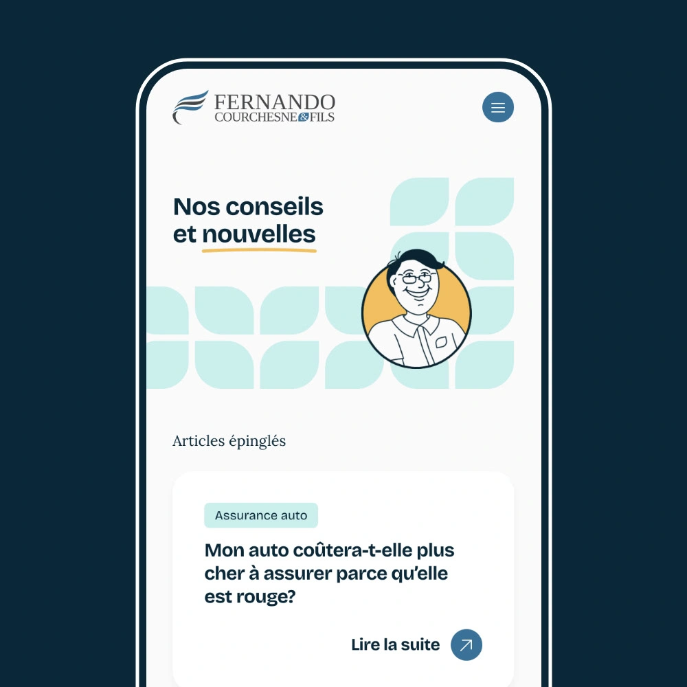 Page blogue du site web de Fernando Courchesne & Fils