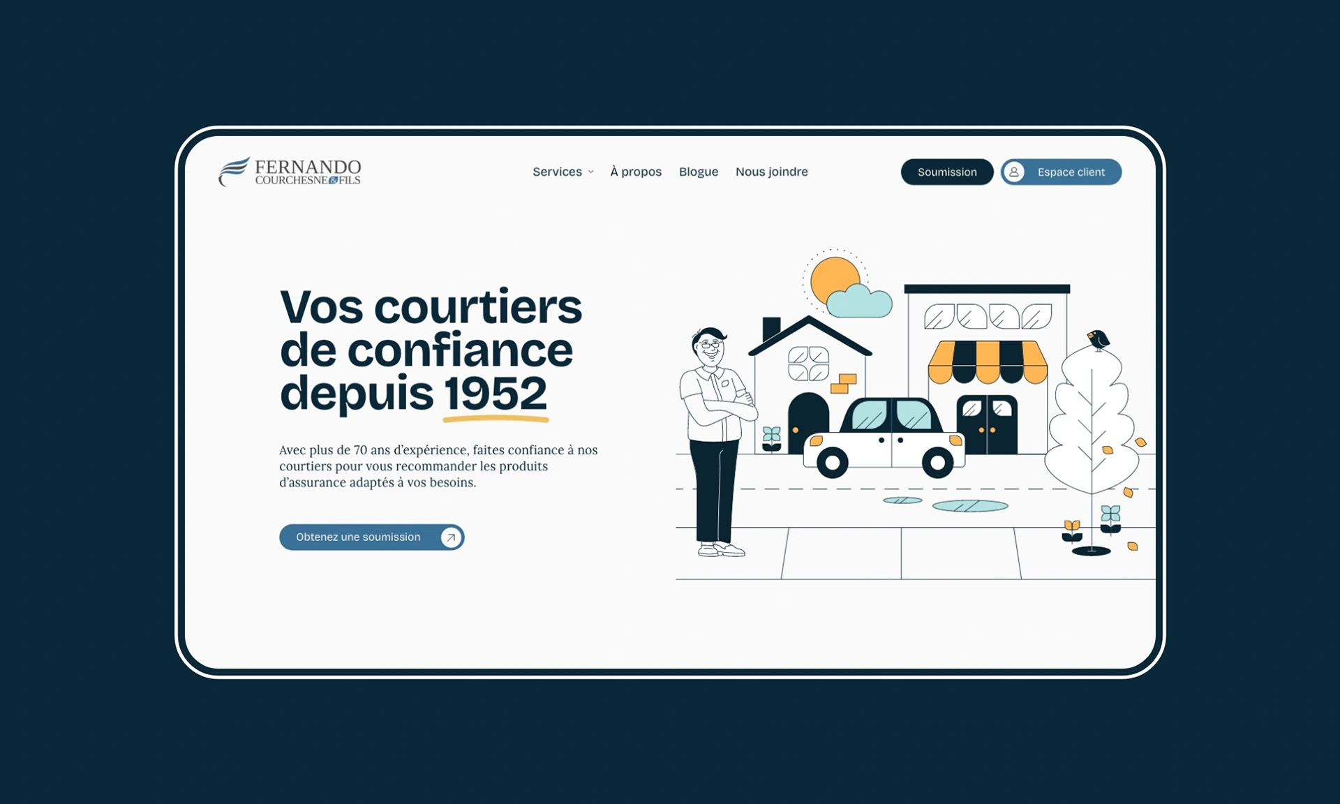 Page d'accueil du site web de Fernando Courchesne & Fils