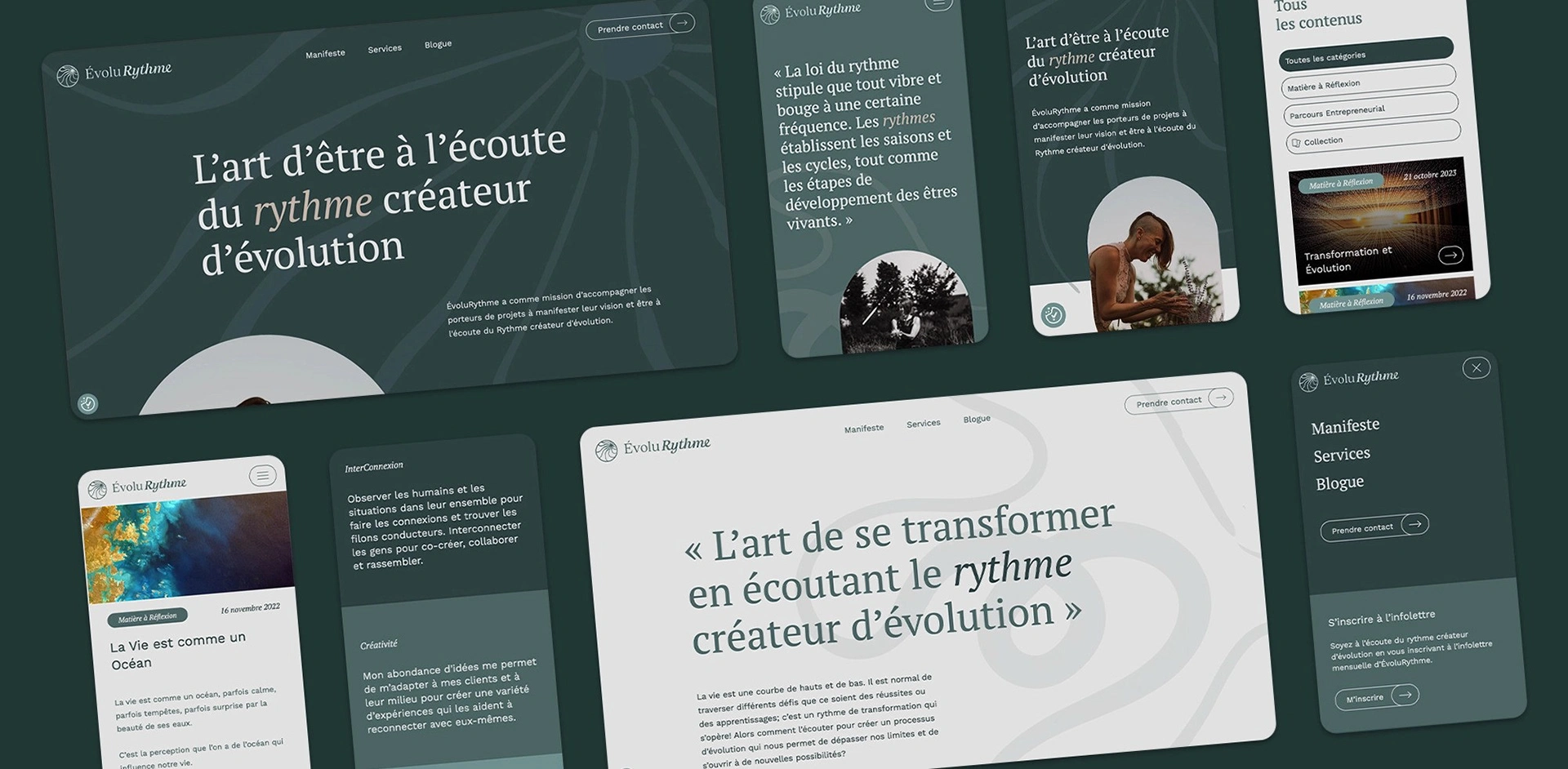 Pages du site web d'ÉvoluRythme