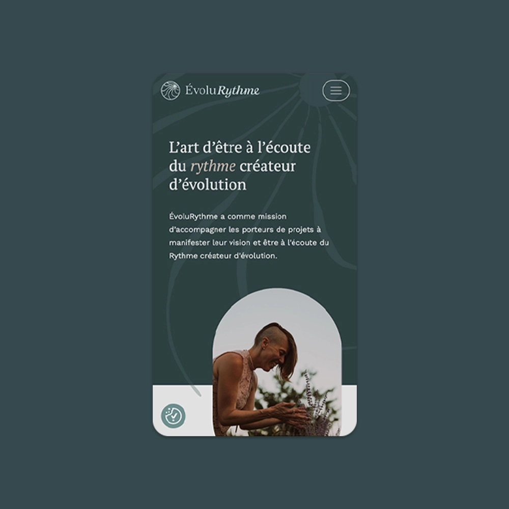 Page d'accueil mobile du site d'ÉvoluRythme